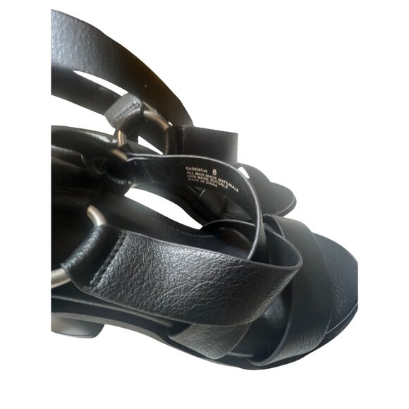 Yellow Box Womens Black Leather Heeled Sandals Size 8 - Picture 3 of 6